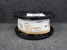 CERROWIRE 050-2400H Solid Bare Copper Wire, 4 AWG, 200ft*