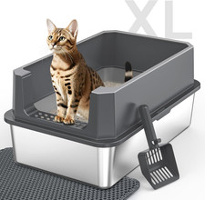Stainless Steel Litter Box, Extra Large Litter Boxes for Big Cats, Xlarge Metal