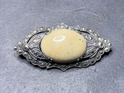STERLING SILVER 925 lot Brooch U4 Vintage Marcasite Shield Elegant Fancy Love