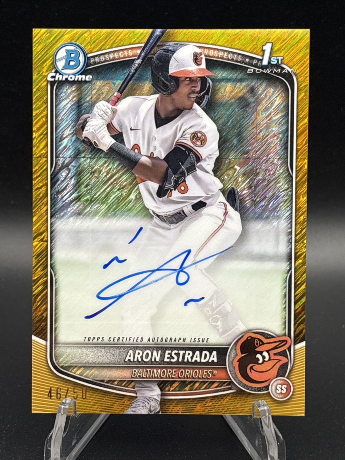 2025 Bowman Aron Estrada 1St Chrome Auto Gold Shimmer Refractor 46/50 Orioles