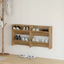Image of Shoe Cabinet Wall-Mounted Artisan Oak 60x18x60cm Engineered Wood Slim 4 Shelves