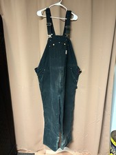 Carhartt Men's Black Double Knee Insulated Canvas Overalls 54x30 Workwear Bibs
