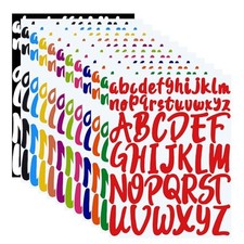 12 Sheets Alphabet Stickers, 12 Colors Self Adhesive Vinyl Letter Multicolor B
