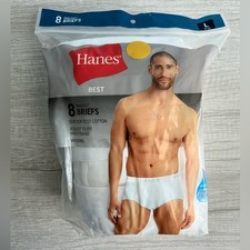 Hanes Men  s White 8 Pack Briefs Size Large
