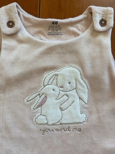 H&M EUC Beige Velour Bunny Appliqué Footie Overall-3 Months