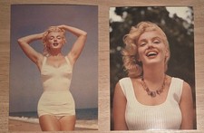 x2 Postcards Marilyn Monroe White Portrait Swim Bathing Suit On Beach Sam Shaw