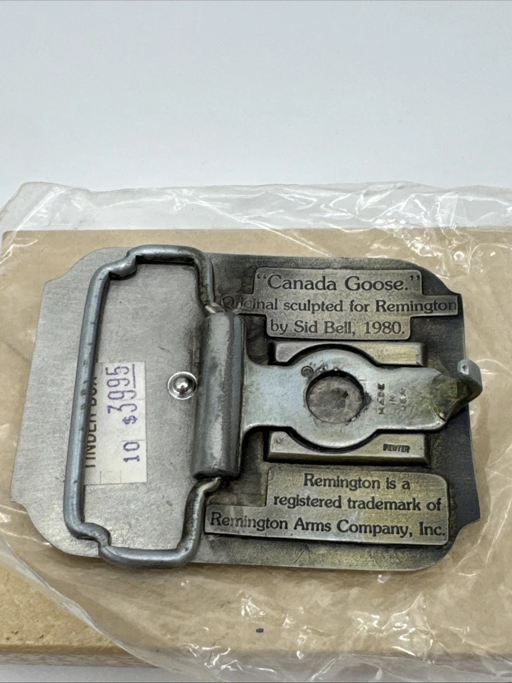 Vintage NOS NEW & UNUSED REMINGTON BELT BUCKLE Gold Goose - Pewter - Image 3 of 4