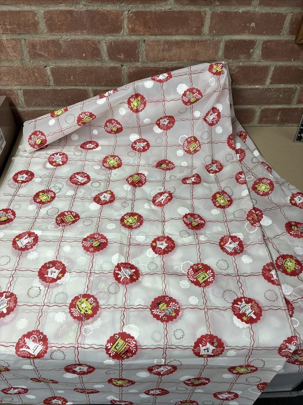 Vintage MCM Vinyl Kitchen Table Cover Red, White Pattern 50’s-60’s Retro