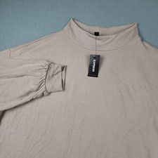 Express Dress Womens M Beige T-Shirt Mock Neck Long Sleeve Knee Length NWT