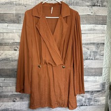 Free People Simone Notch Lapel Mini Dress Cinnabar Wrap Long Sleeve Boho Chic S
