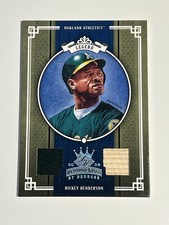 2005 DIAMOND KINGS DUAL RELIC SILVER RICKEY HENDERSON #295 GU JERSEY BAT #’d/100