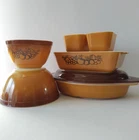 Old Orchard Mixed Lot 7 Dishes 401, 402, 501 x2, 503, 063, 945 Lid Vintage Pyrex