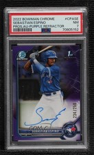 2022 Bowman Chrome Prospect Purple Refractor Sebastian Espino PSA 7 Auto 11oq