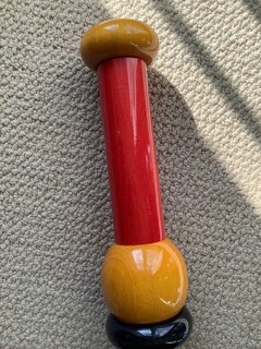 Alessi Pepper Mill red and yellow lacquered wooden 25cm tall