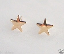 9ct Real Gold Plain 5 STAR STUDS EARRINGS Small Tiny Girls X'mas GIFT BOX ~ 9K