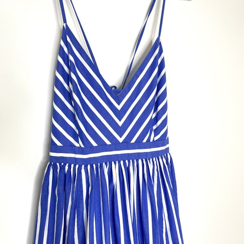 J. Crew Long Drapey Spaghetti Strap Full Maxi Dress Blue & White Stripe 