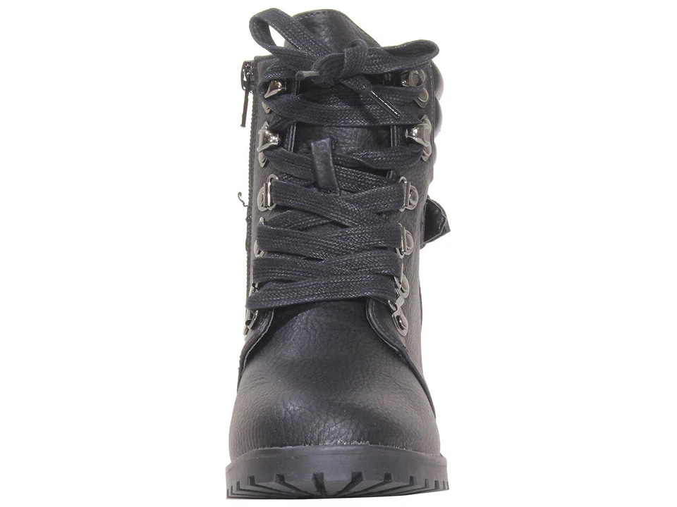 Mia Niños Niñas Pequeñas/Grandes Lil-Annamaria Botas de Combate Zapatos con Cordones Negros Foto 2 de 4