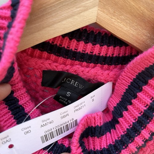 J. Crew Pullover Weste gehäkelt gestrickt 100 % Baumwolle neu gestaltet Damen rosa blau S - Bild 2 von 9