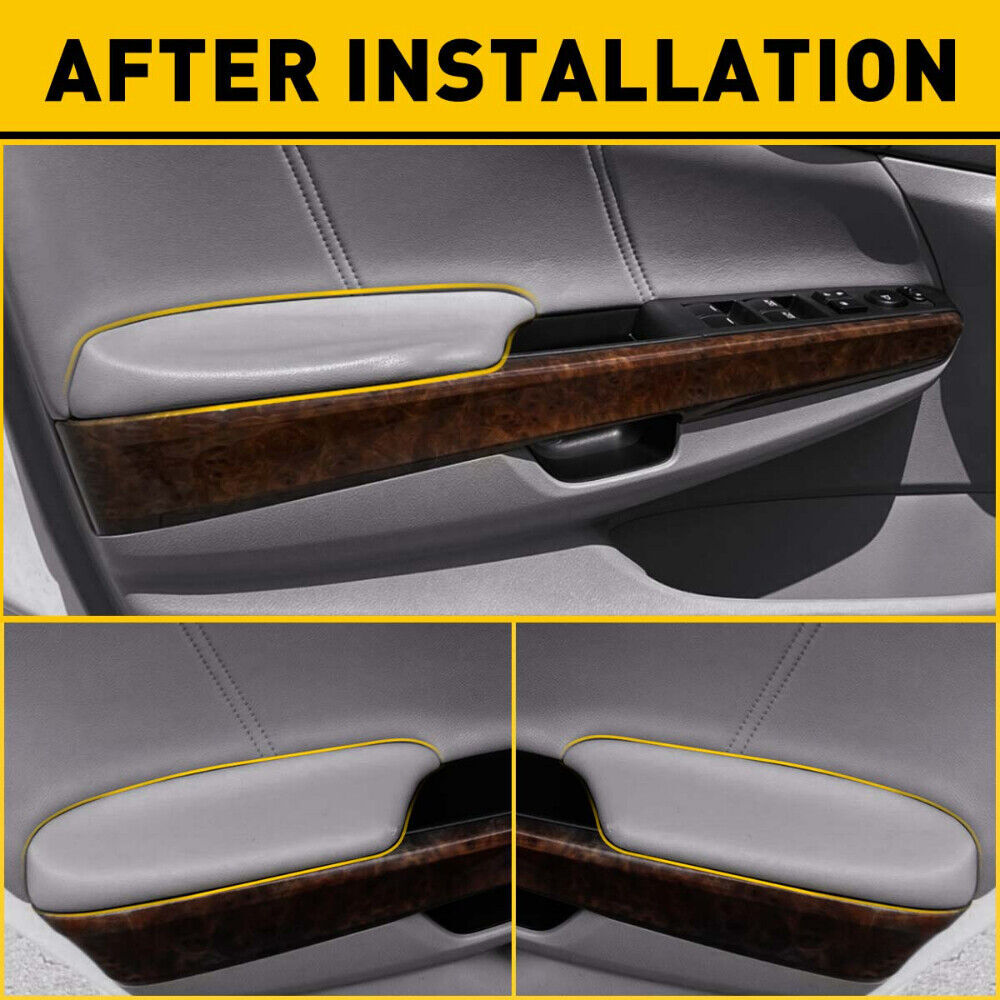 PU Leather Front Door Panel Armrest Set For Honda Accord Sedan 2008-2012 - Driver & Passenger Black
