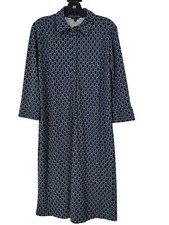 Talbots Woman Black Geometric Print Collared 3/4 Sleeve Stretch Dress Size X XL