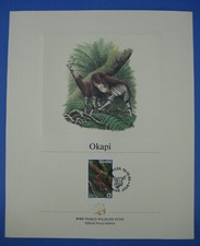 World Wildlife Fund WWF Okapi Zaire 3z Stamp Proof Edition 1984