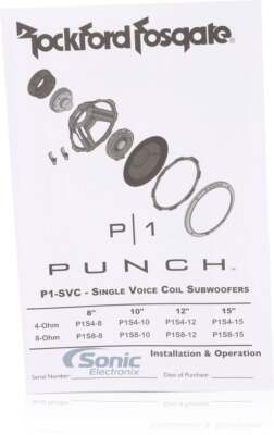 Rockford Fosgate Punch P1-1X12 12 500W 4-Ohm P1S4-12 Subwoofer Box Amp Wire Kit