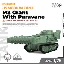SSMODEL SS76514 1/76 Military Model Kit US M3 Grant With Paravane Medium Tank