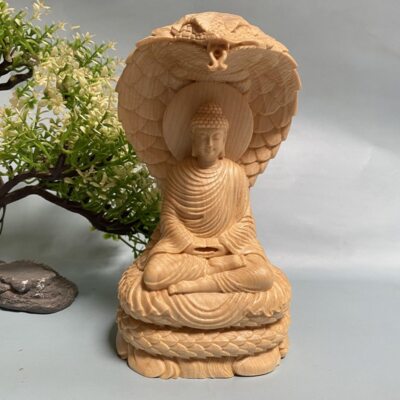 Solid Wood Sakyamuni Python Tathagata Statue- Statue Solid Wood Carving ...