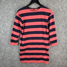 Uniqlo Dress Womens Extra Small Pink Blue Long Sleeve Pockets Round Neck 12437