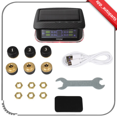 Tire Pressure TPMS Monitoring System Black System Security Alarm 6 PC Sensor