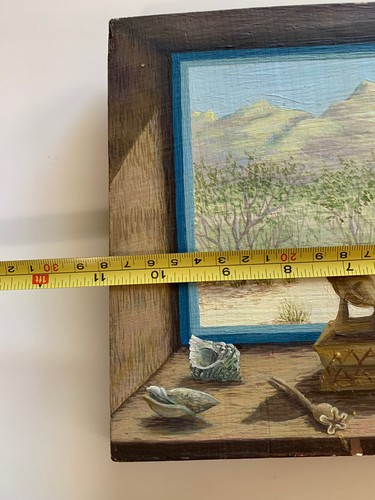 Vtg Painting Healing Landscape Meditation Zen Buddhist Wood Relaxation Plaque - Picture 8 of 11