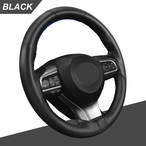 15" Car Auto Steering Wheel Cover Turning Leather Trunk Black Protector
