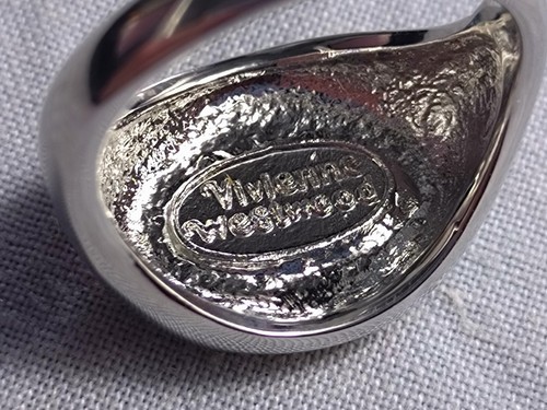 Vivienne Westwood Silver with Yellow Enamel Plaque Orb Ring UK Size N - Picture 4 of 5