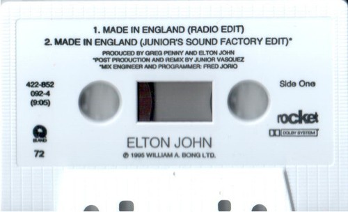 Elton John - Made In England (Cass, Single) (Very Good Plus (VG+)) - 2856434314 - Picture 3 of 4