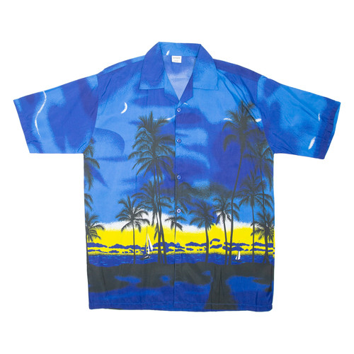 Sport Herren Hawaiihemd Blau 2XL
