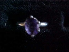 SOLITAIRE AMETHYST .925 STERLING SILVER RING BY TK CUSTOM SILVER SIZE 5.25