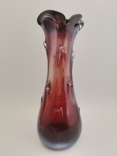 Vase DDR Glas Glasvase rotbraun Muster DEKO Blumen Vintage alt RAR gro&szlig;