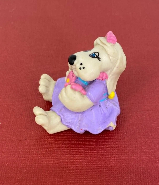 Vintage Tonka 1986 ☆ Pound Puppies ☆ Violet with Flowers - Mini PVC Toy Figure Foto 2 de 4