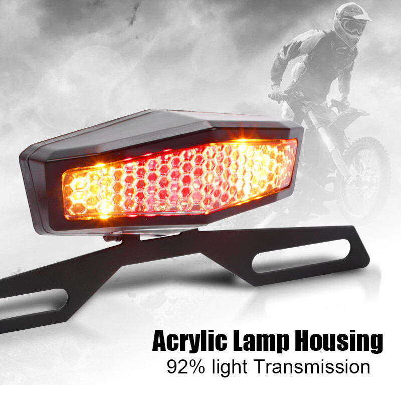 GOOFIT Motorcycle Street Bike Refit Rear LED Headlight Brake Running Turn Signal License Plate Mount Tail light Lamp Replacement For ATV Scooter