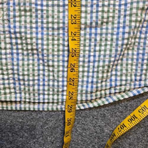 LL Bean Hemd Herren mittelblau kariert Seersucker Langarm Knopf Freizeit Karriere - Bild 6 von 9