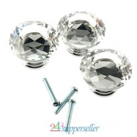 10x Clear Diamond Crystal Glass Pull Handle Knob 40mm For Cabinet Cupboard Door on sale 10x Clear Diamond Crystal Glass Pull Handle Knob 40mm For Cabinet Cupboard Door on sale