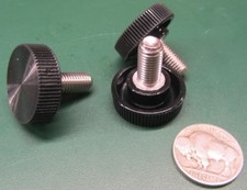 Plastic Black Stainless Thumb Screw 1" Head Dia. 5/16"-24 x 5/8" Length, 5 Pc