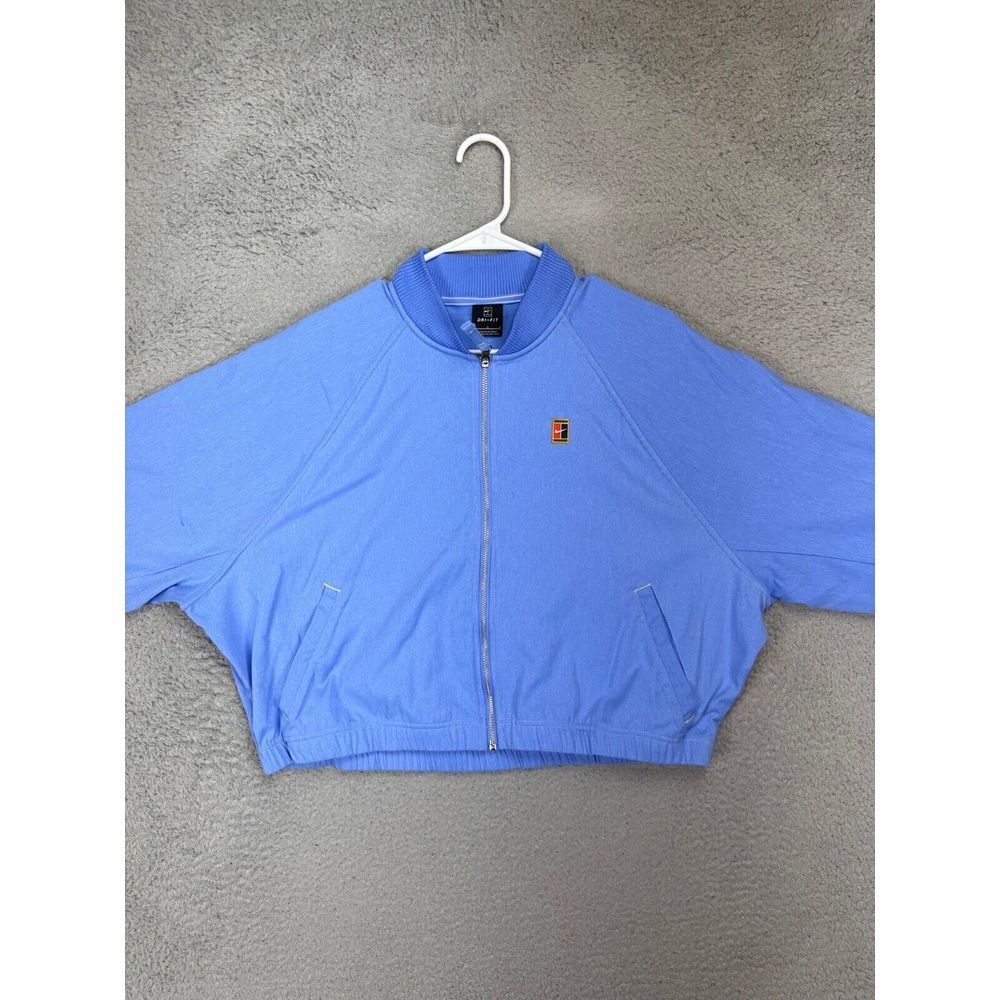 SACAI X NIKE Giacca Nike donna grande blu Dri Fit tennis crop misto nylon full zip activewear