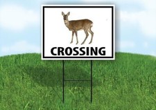 DEER CROSSING XING 18inx24in Yard Road Sign w/ Stand