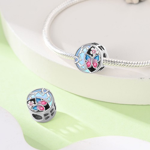 KUNSIR Sterling Silver 925 Butterfly Moon Charm Bead for Bracelets Family Charms - Picture 2 of 7