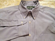 LAUREN RALPH LAUREN FINE BLUE  WHITE STRIPE W/ BUTTON DOWN COLLAR SIZE 17/34-35