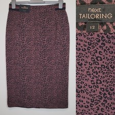 Next Tailoring Womens Brown Leopard Print Pencil Skirt Size 12 New