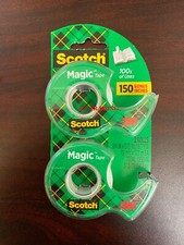  2-Pack 3M Scotch MAGIC Tape 3/4" Wide  Invisible  Photo Safe Coated  NEW