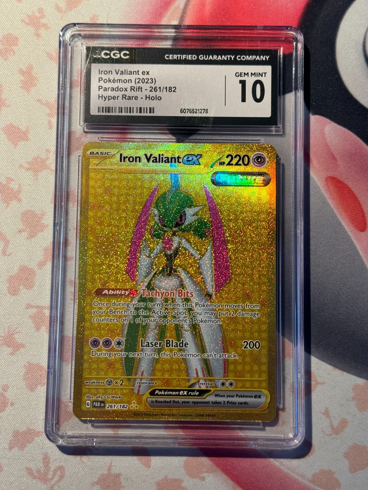 Pokémon TCG Iron Valiant EX Paradox Rift 261/182 Hyper Rare CGC 10 Gem Mint