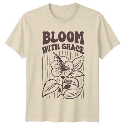 Bloom With Grace Damen T-Shirt Hibiskus Blume Botanik Muttertag Geschenk für Sie